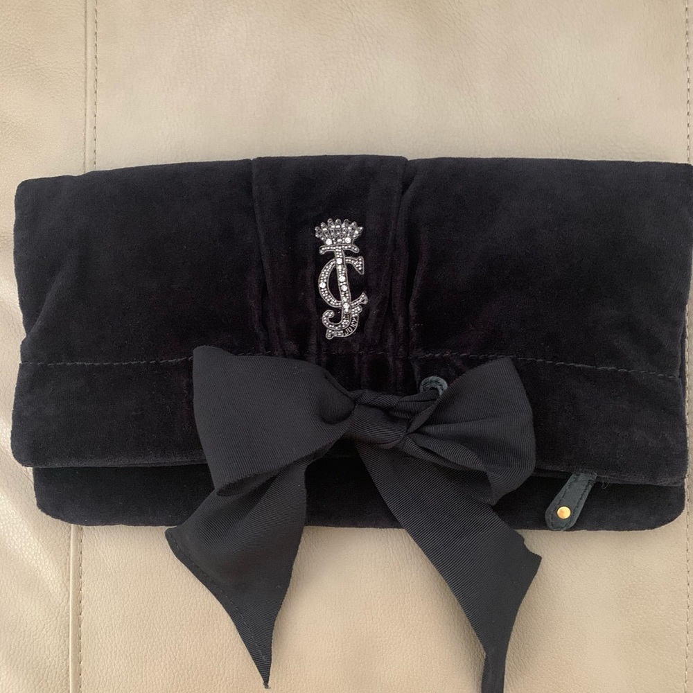 Original Juicy Couture velour clutch bag black.